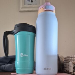 Ello Blue and Pink &Bubba Teal Coffee/ Water Bottles Portable Stay Hot Or Cold